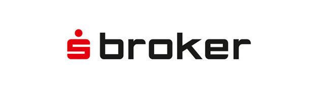 Einfach online Geld anlegen. Logo des S Brokers, mit rotem Sparkassen-Symbol und schwarzem Schriftzug „broker".