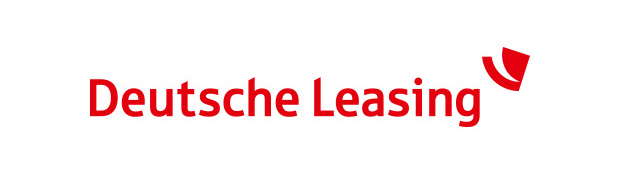 Leasen statt kaufen. Deutsche Leasing -Logo in roter Schrift.