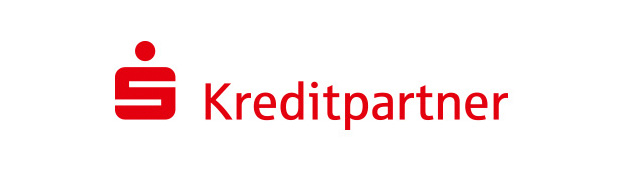 Für alles, was nicht warten kann. Logo der Kreditpartner in roter Schrift